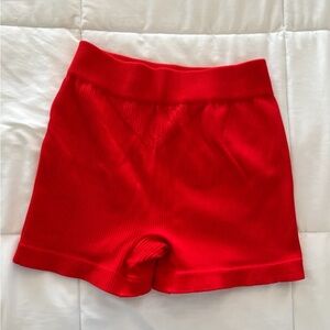 Free people movement tight ribbed athletic shorts red woman m / l